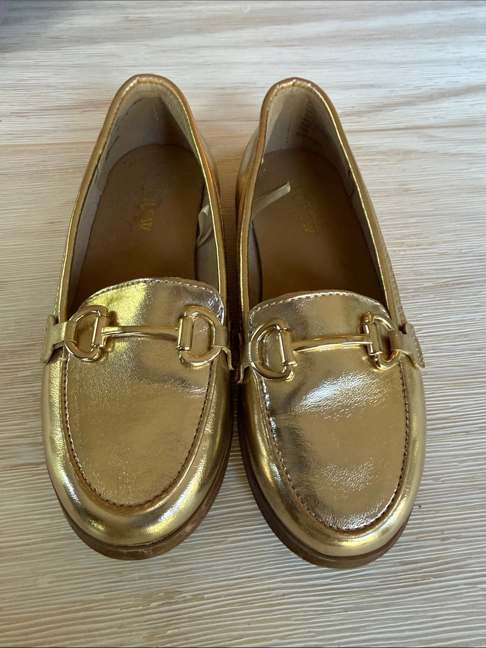 J. Crew Metallic Gold Girl’s Loafers - Classic Horsebit Detail